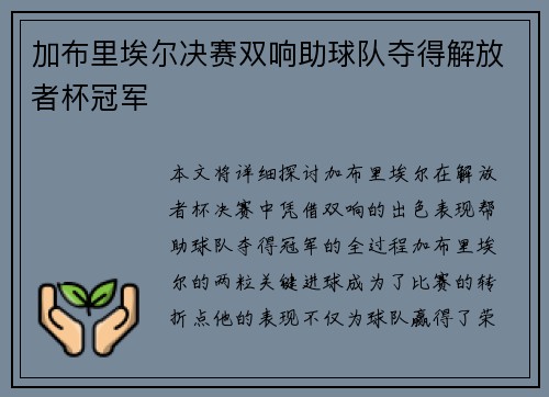 加布里埃尔决赛双响助球队夺得解放者杯冠军 加布里埃尔决赛双响助球队夺得解放者杯冠军